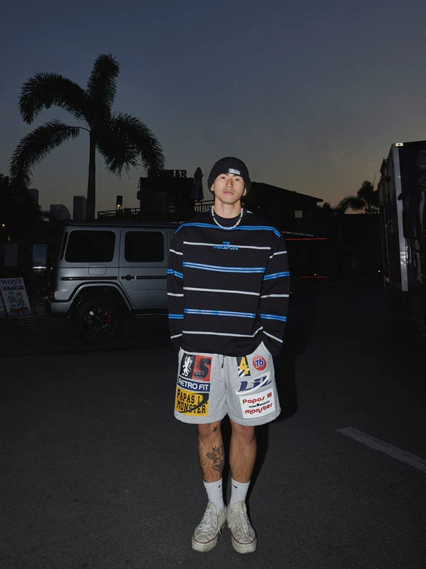 Striped Crew Neck Long Sleeve Pullover - Image 4