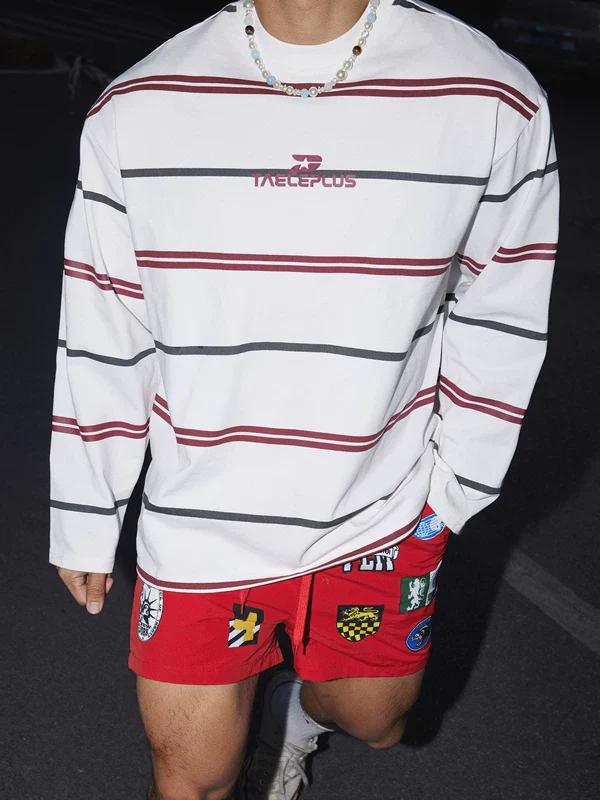 Striped Crew Neck Long Sleeve Pullover - Image 5
