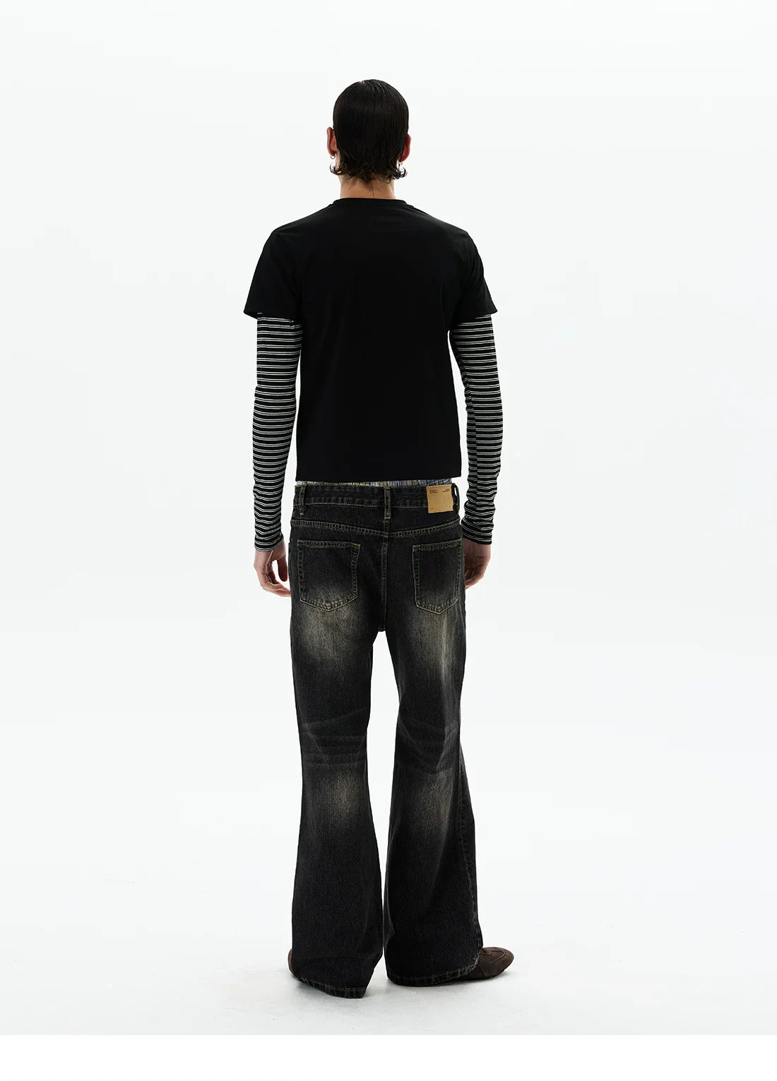 Striped Sleeve Faux Two-Piece Pullover - Image 8