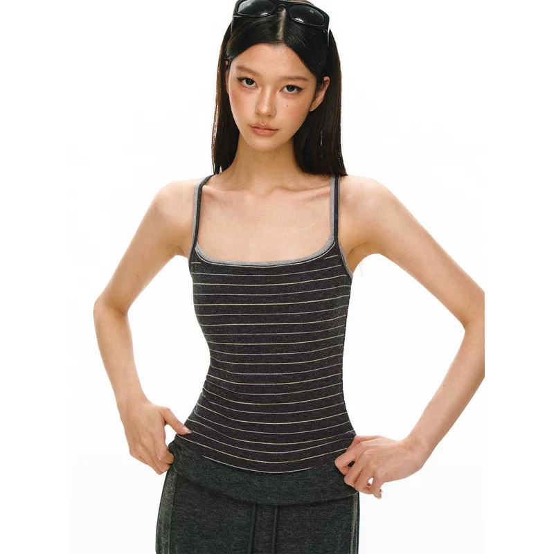 Striped Slim-Fit Spaghetti Strap Tank Top - Image 4