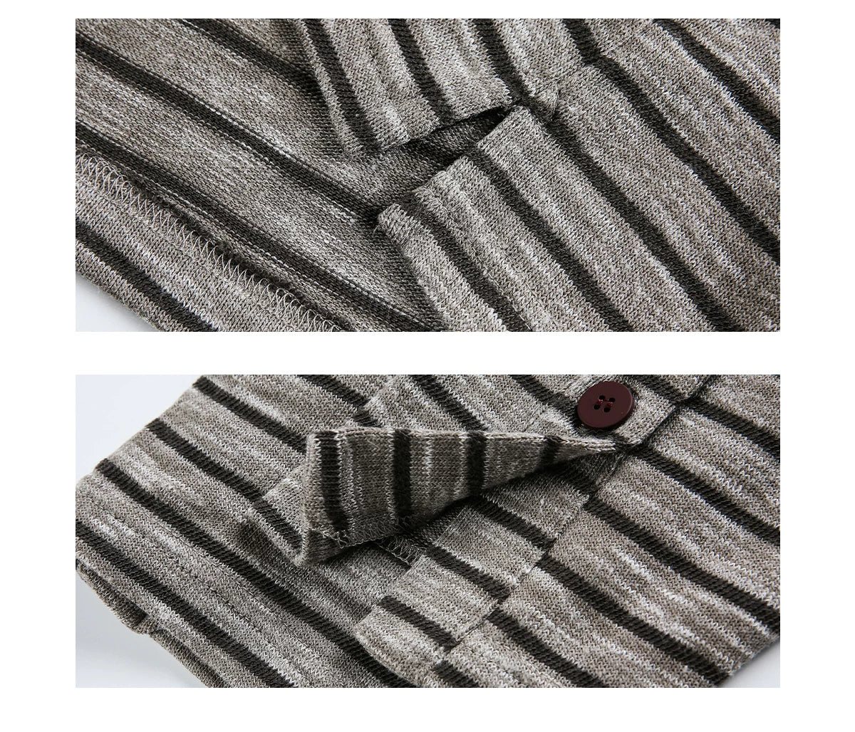 Striped Stand Collar Button Long Sleeve Top - Image 10