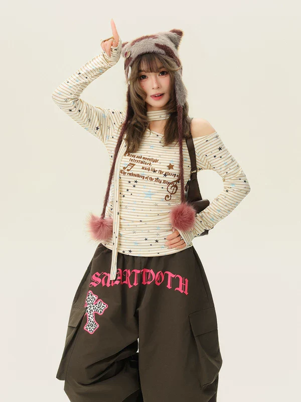 Striped Star Print Slim Fit Turtleneck - Image 3