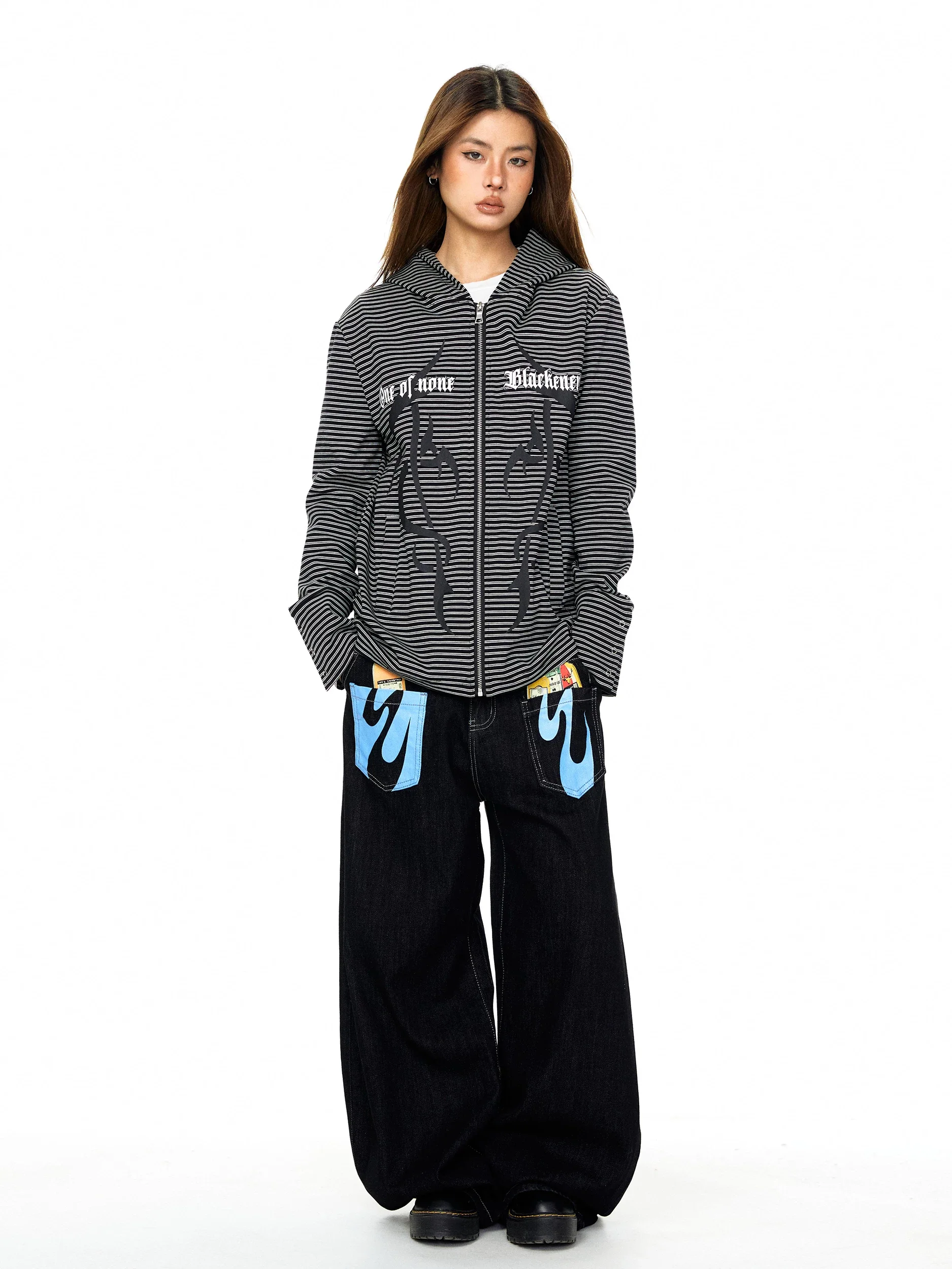 Striped Zip Up Hooded Sweatshirt - Image 6