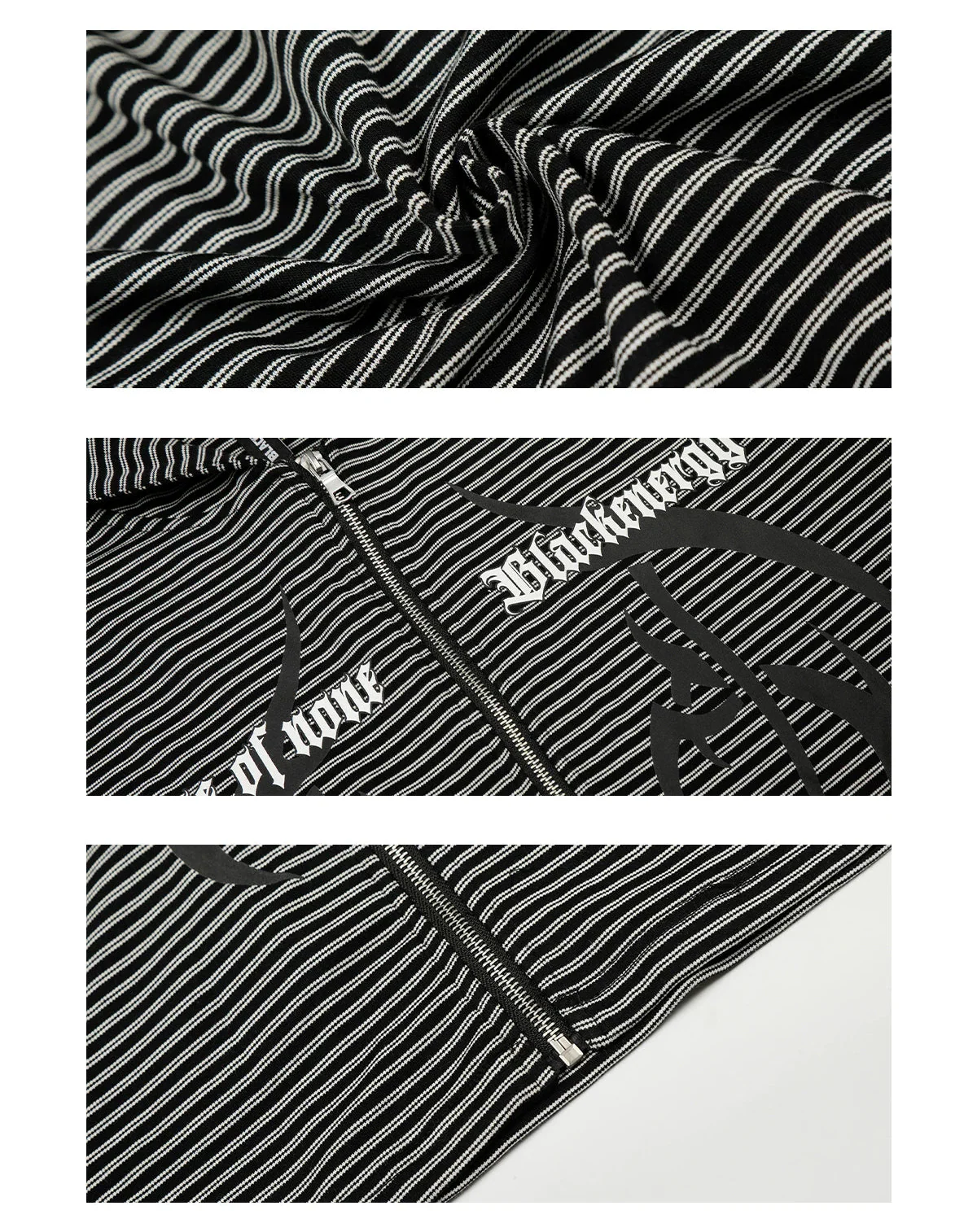 Striped Zip Up Hooded Sweatshirt - Image 7