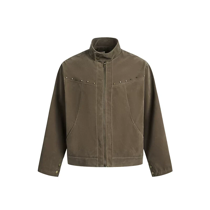 Studded Suede Harrington Workwear Jacket - Image 9
