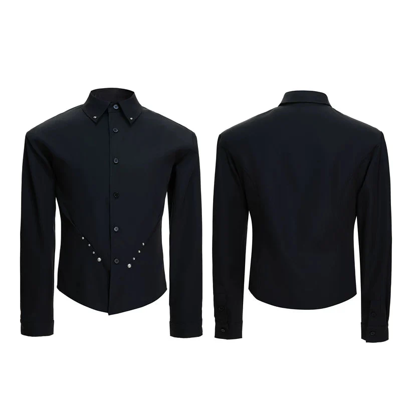 Studded Waist-Cinching Long Sleeve Shirt - Image 5