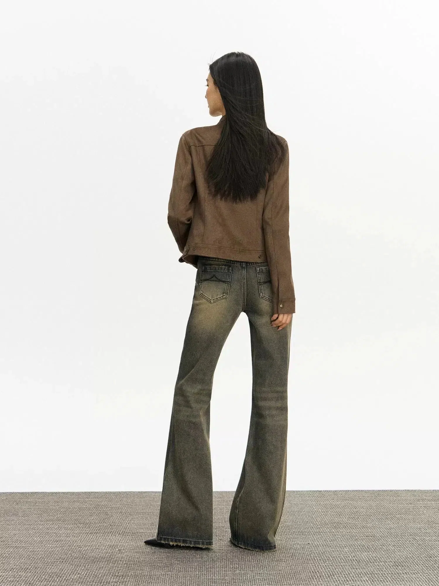 Stand Collar Suede Short Coat - Image 4