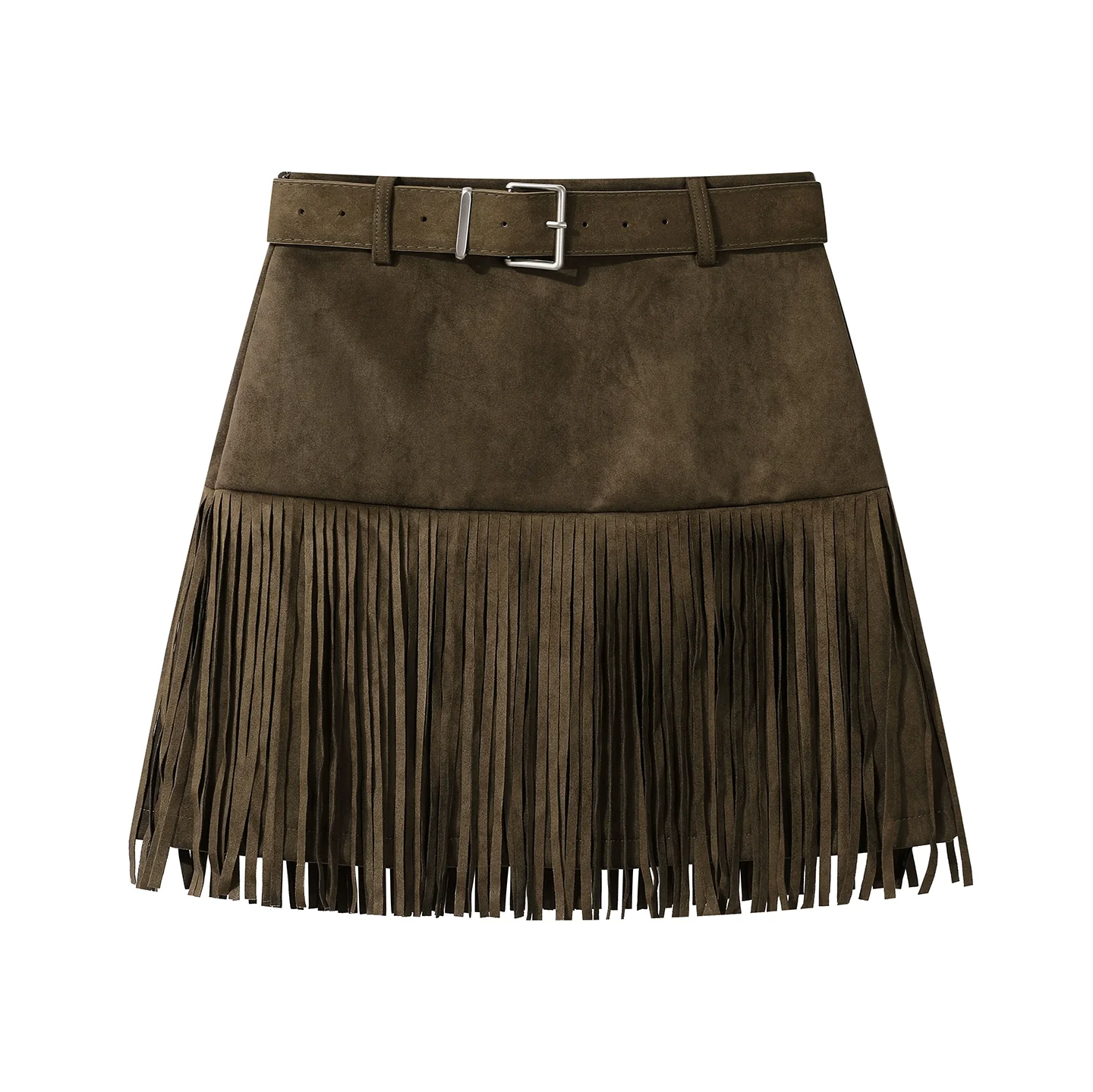 Suede Fringe Tassel Mini Skirt - Image 3