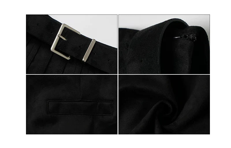 Suede High-Waisted Pleated Midi Skirt - Image 11