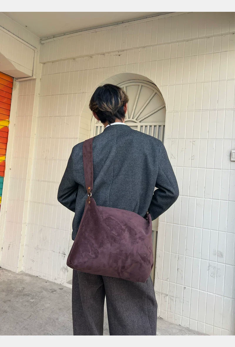 Suede Hobo Shoulder Tote Bag - Image 4