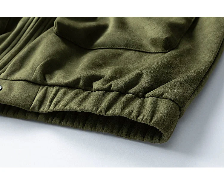 Suede Patchwork Workwear Collared Jacket - Image 13