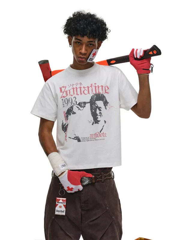 Takeshi Kitano Portrait Graphic T-Shirt - Image 3