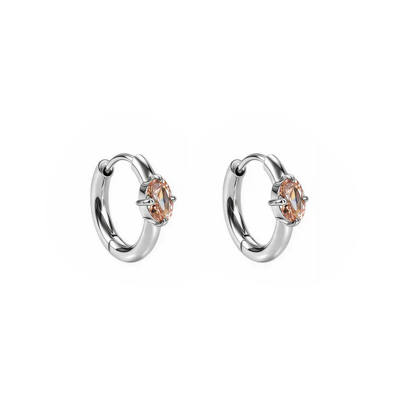 Teardrop Zirconia Titanium Steel Hoop Earrings - Image 8