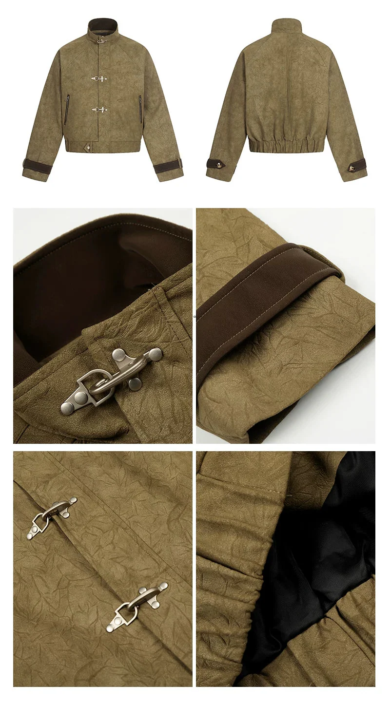 Textured Short Suede Boxy Jacket - Image 11