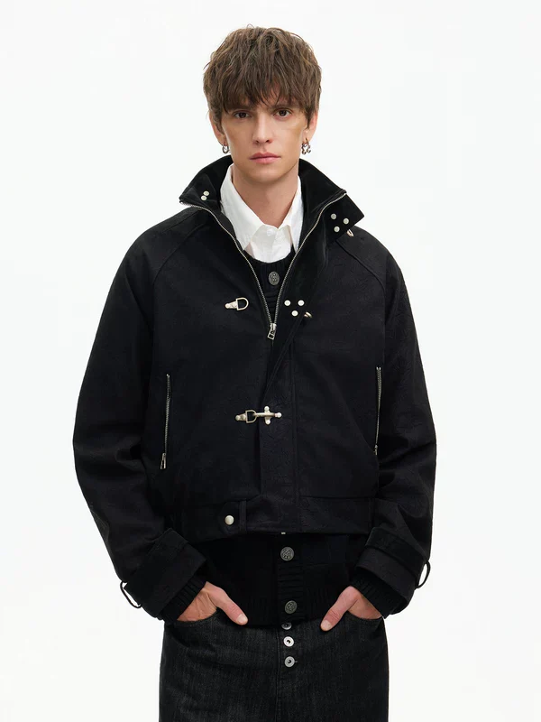 Textured Short Suede Boxy Jacket - Image 2