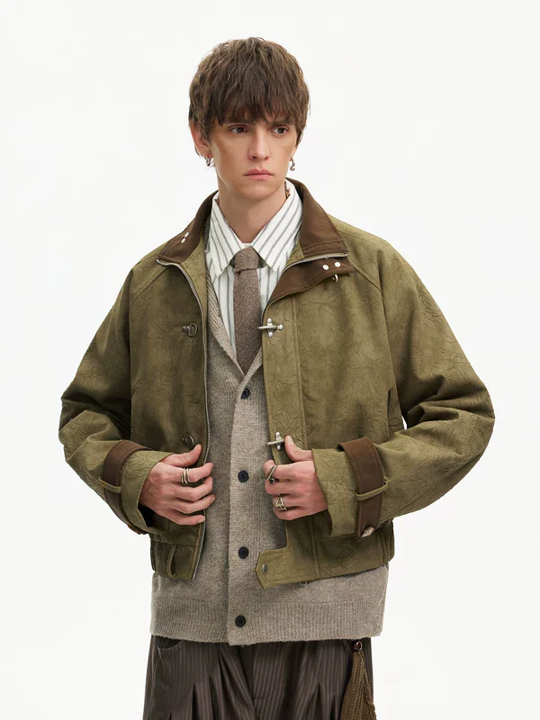 Textured Short Suede Boxy Jacket - Image 3