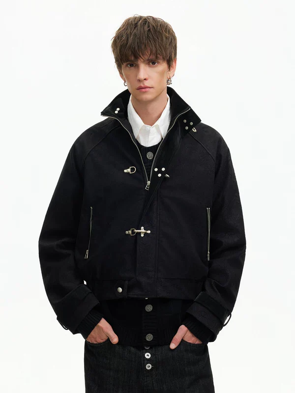 Textured Short Suede Boxy Jacket - Image 4