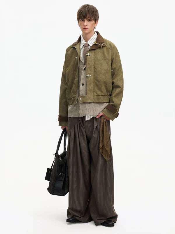Textured Short Suede Boxy Jacket - Image 7