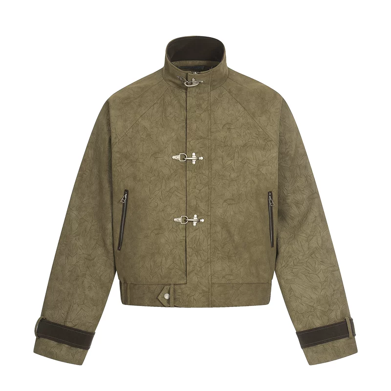 Textured Short Suede Boxy Jacket - Image 9