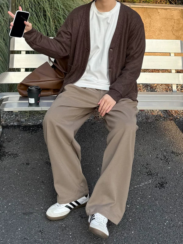Thick Wool Wide-Leg Casual Pants