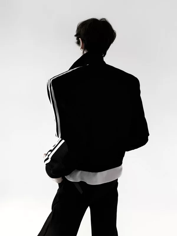 Three-Stripe Stand Collar Sport Jacket - Image 3