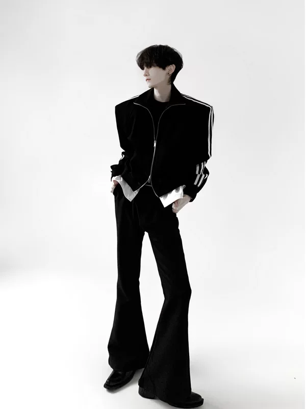 Three-Stripe Stand Collar Sport Jacket - Image 5