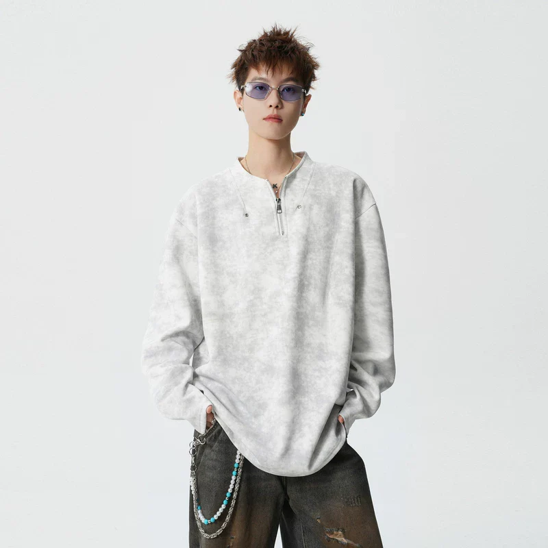 Tie-Dye Half-Zip Long-Sleeve Pullover