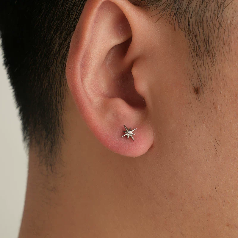 Titanium Starburst Stud Earrings - Image 3