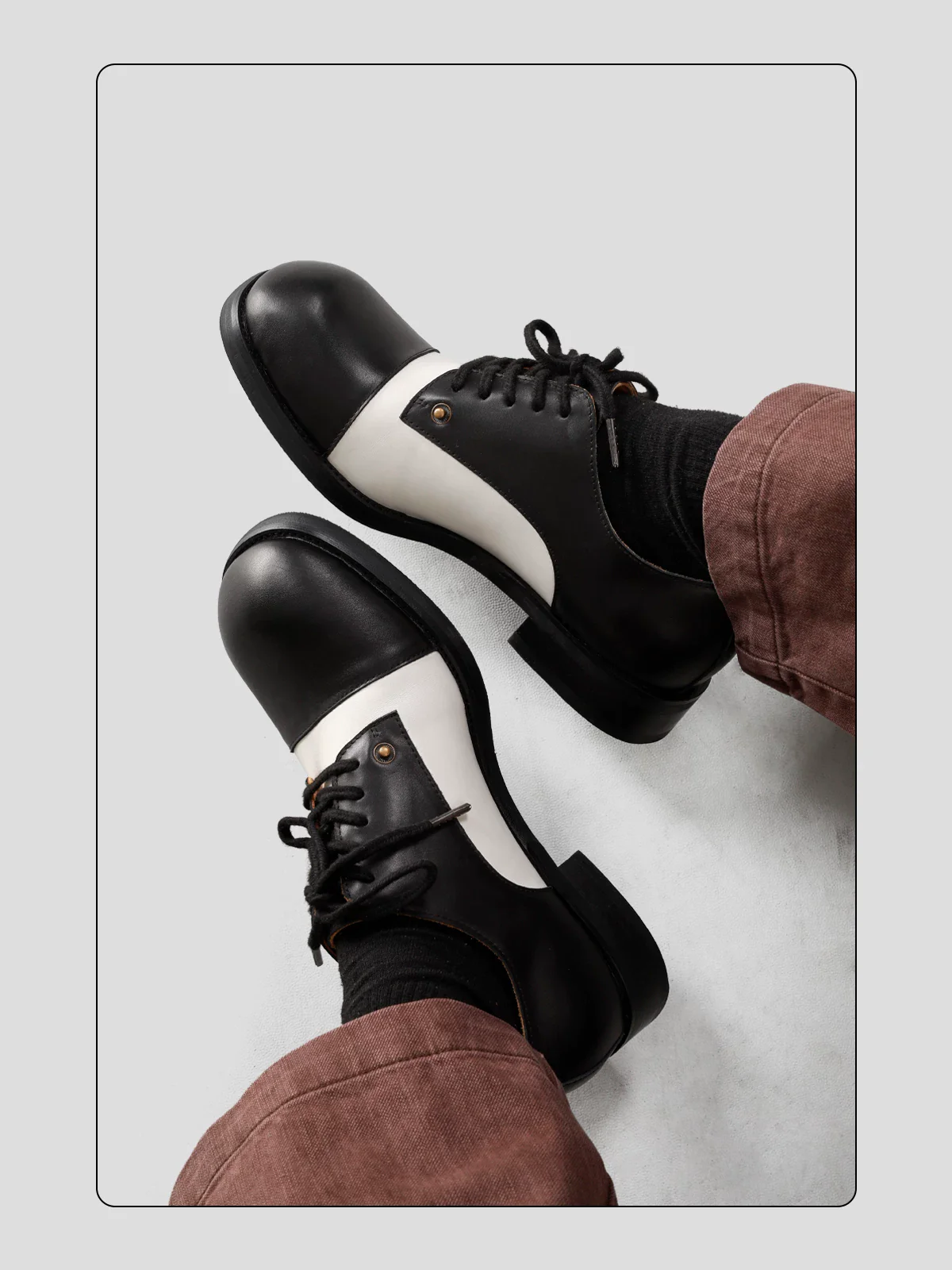 Top-Grain Leather Cap-Toe Derby Shoes - Image 5