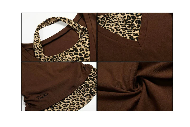 Two-Piece Leopard Print Halter Top - Image 9