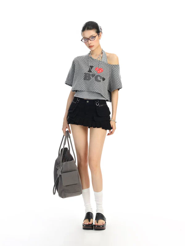 Two-Piece Off-Shoulder Halter Crop Top - Image 5