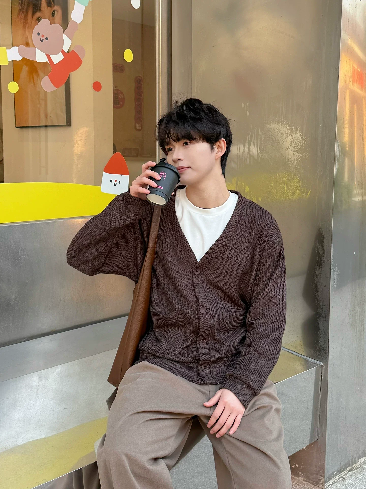 V-Neck Button Front Knit Cardigan - Image 3