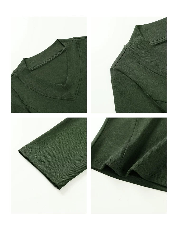 V-Neck Half Sleeve Slim Crop Top - Image 12