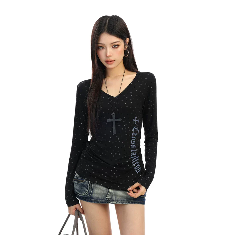 V-Neck Long Sleeve Graphic Top - Image 6