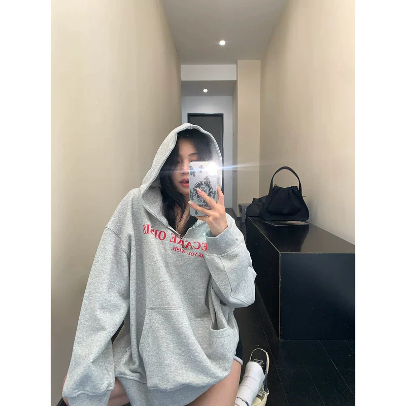V-Neck Oversized Hooded Sweatshirt - Image 2