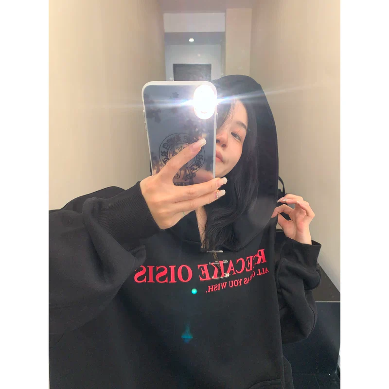 V-Neck Oversized Hooded Sweatshirt - Image 7