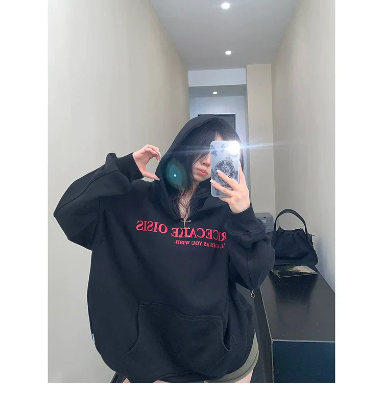 V-Neck Oversized Hooded Sweatshirt - Image 8