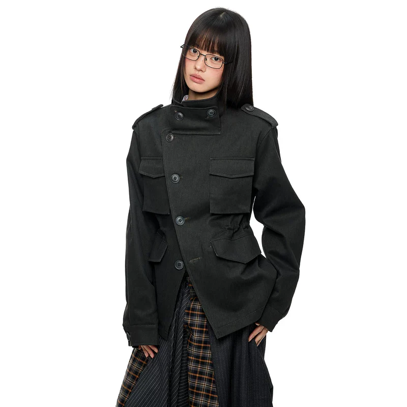 Vintage-Style Stand Collar Workwear Jacket - Image 5