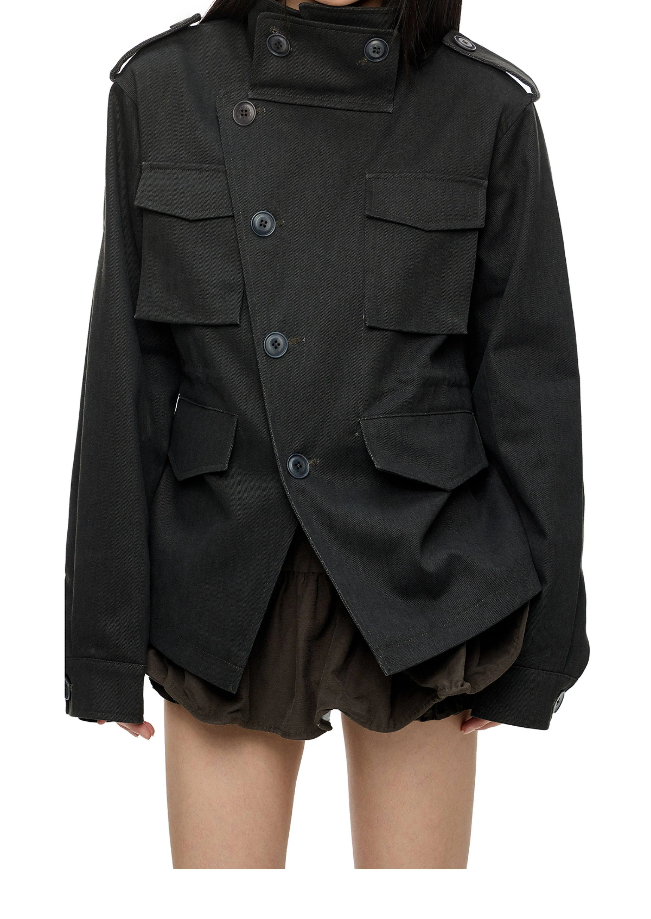 Vintage-Style Stand Collar Workwear Jacket - Image 8