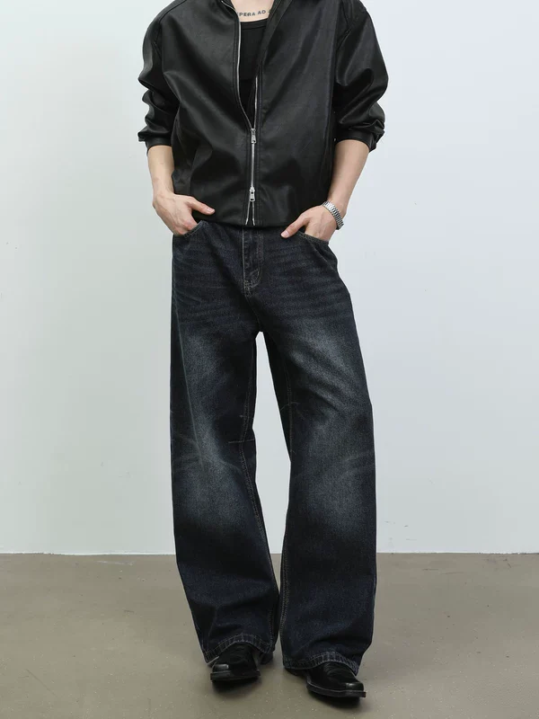 Vintage Washed Wide Leg Jeans