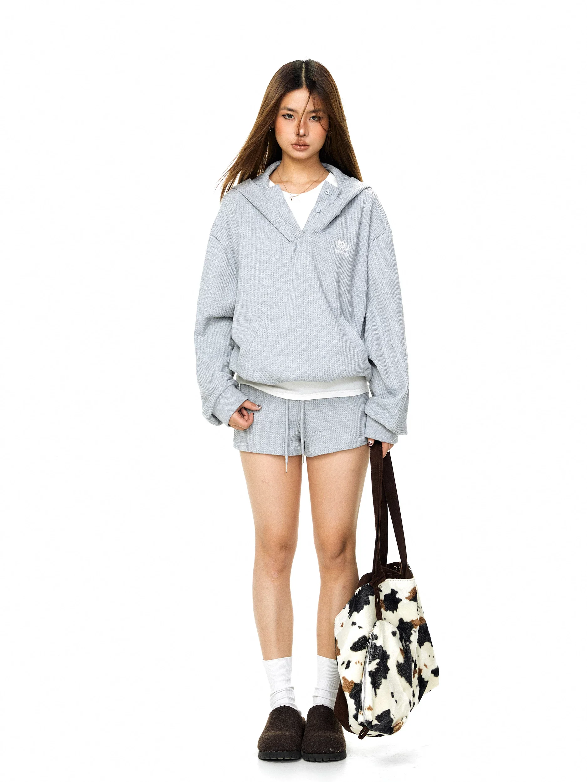 Waffle Knit Hoodie and Shorts - Image 9