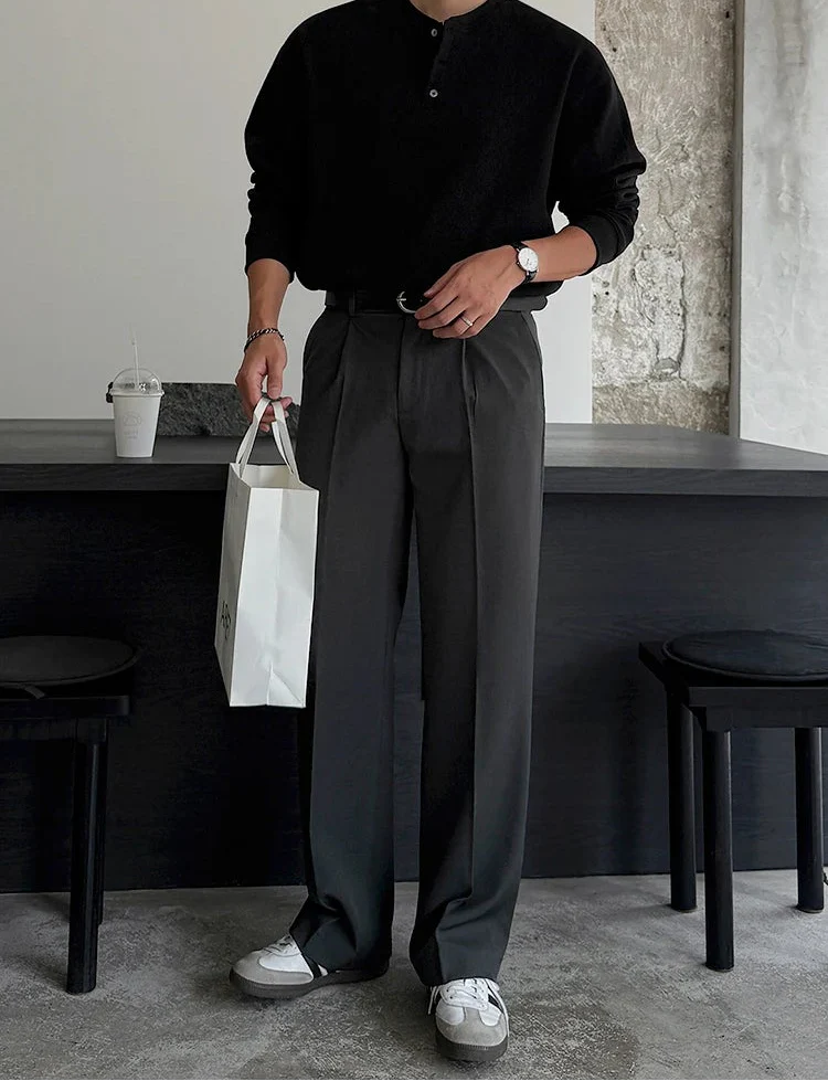 Waffle Knit Long Sleeve Henley Pullover - Image 6