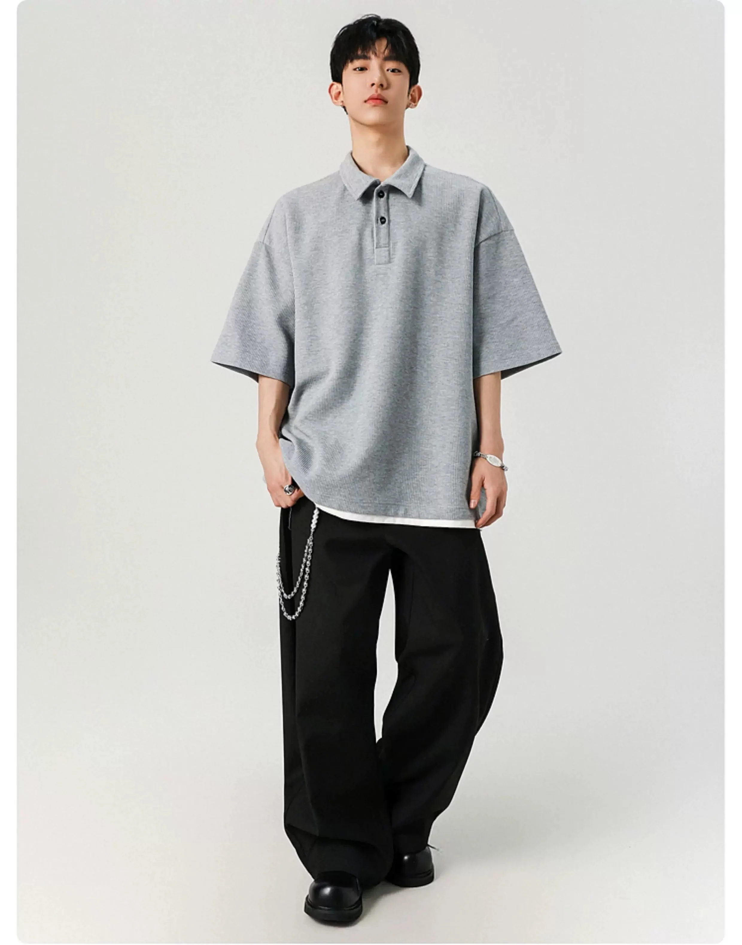 Waffle Knit Short Sleeve Polo Shirt - Image 6