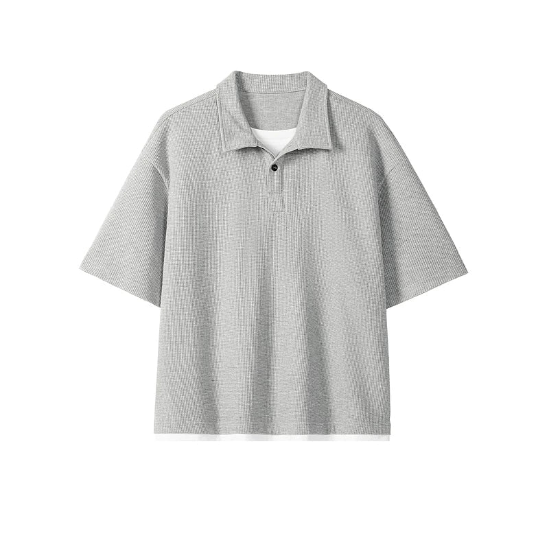 Waffle Knit Short Sleeve Polo Shirt - Image 8