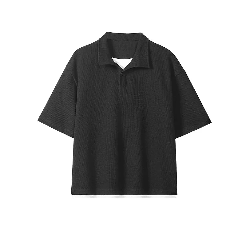 Waffle Knit Short Sleeve Polo Shirt - Image 9