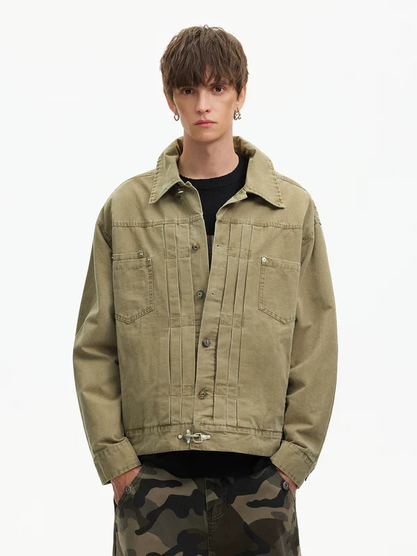 Washed Canvas Workwear Short Jacket - Image 4