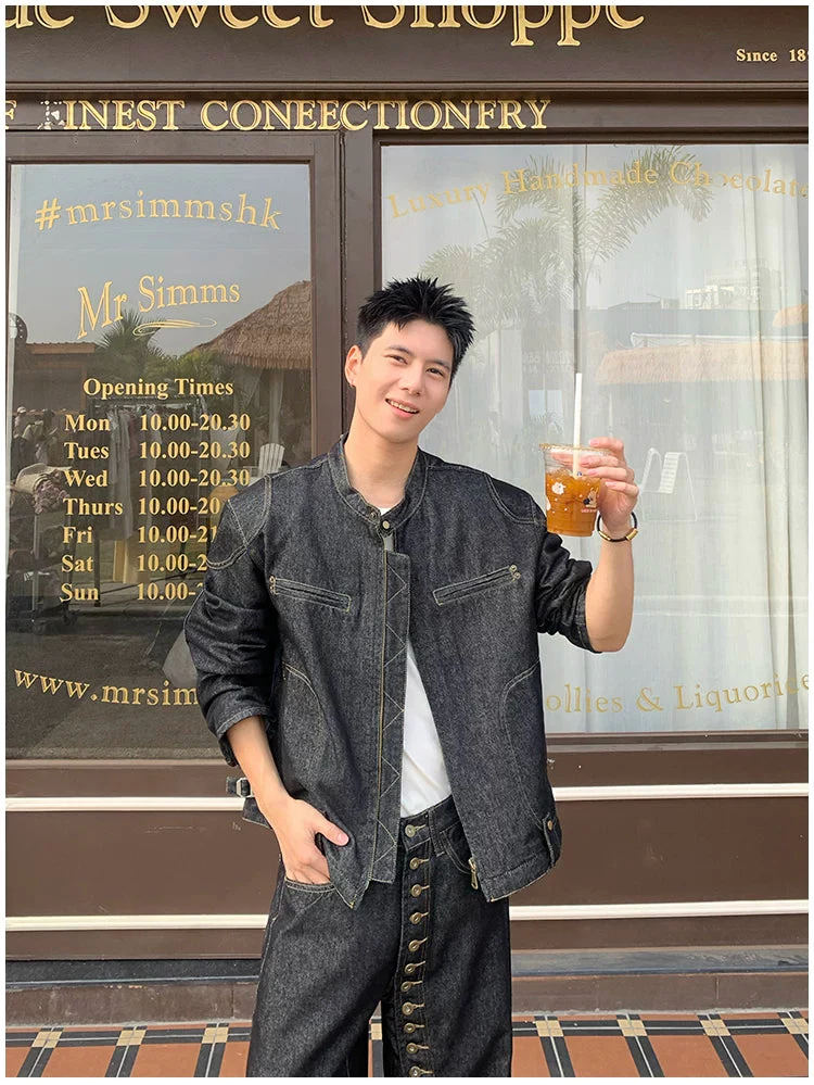 Washed Distressed Denim Jacket and Pants - Image 8
