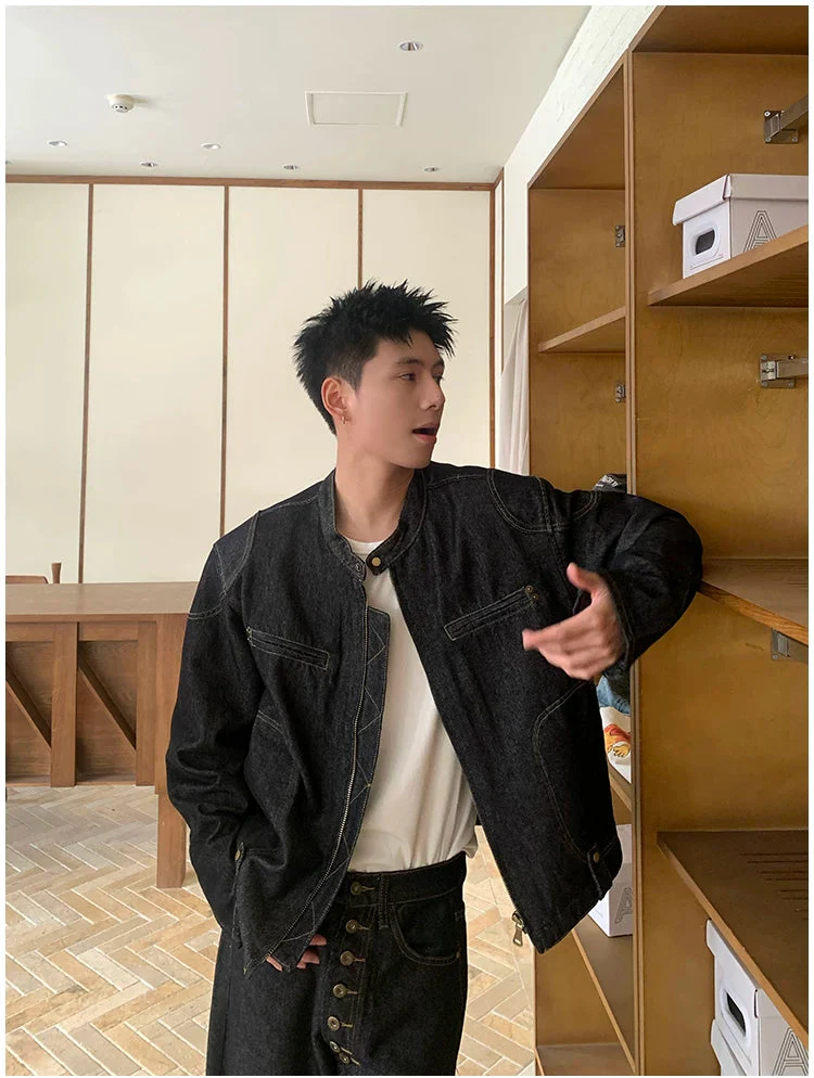 Washed Distressed Denim Jacket and Pants - Image 9