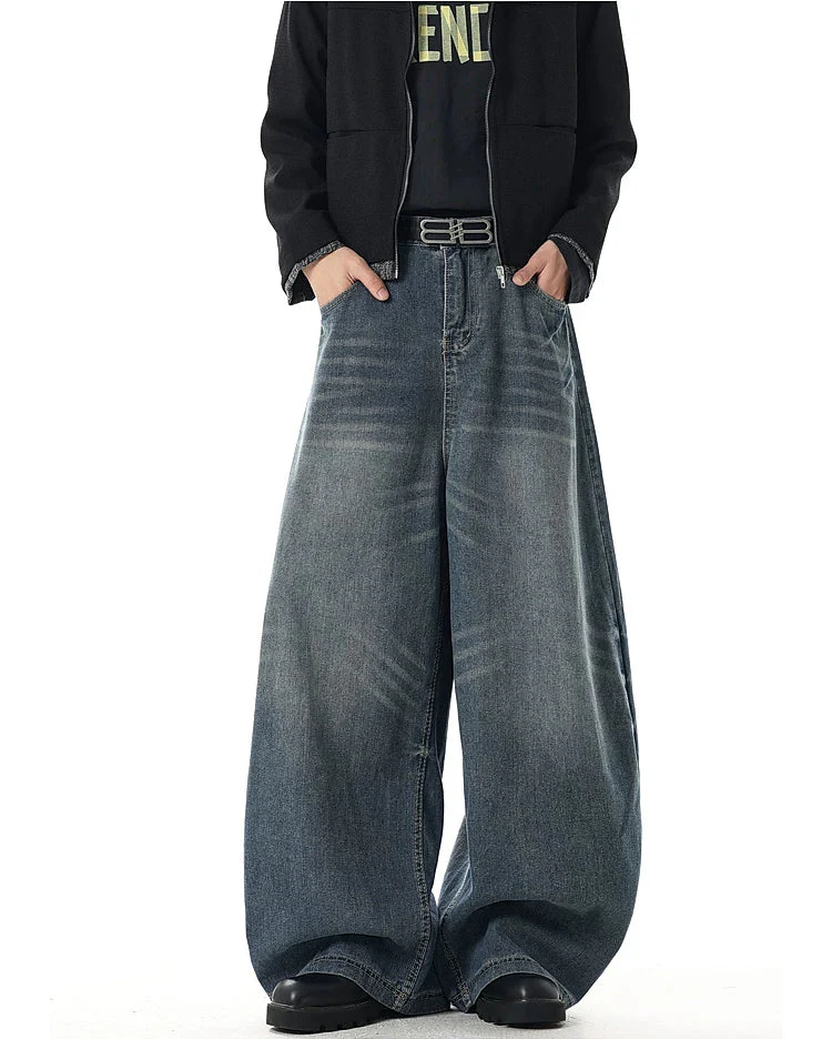 Washed Distressed Ultra Wide Leg Jeans - Image 5