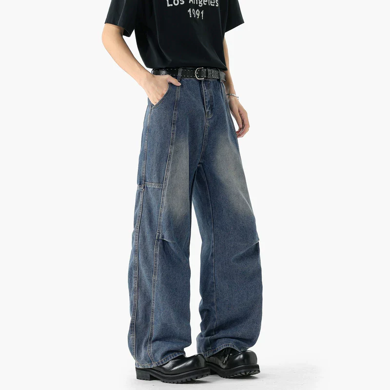 Washed Distressed Wide Leg Jeans - Image 3